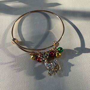 Gold Reindeer Charm Bracelet with Multicolor Bells